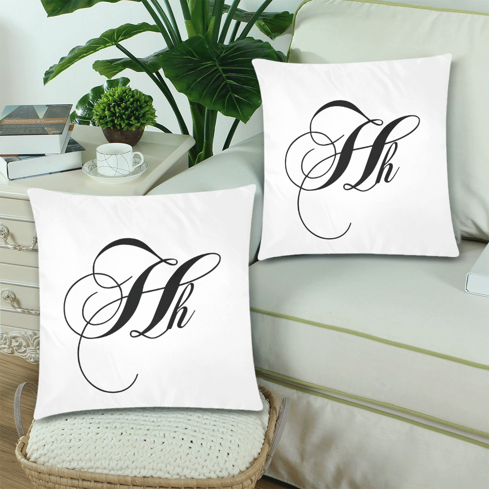 Alphabet H by Jera Nour Custom Zippered Pillow Cases 18"x 18" (Twin Sides) (Set of 2)