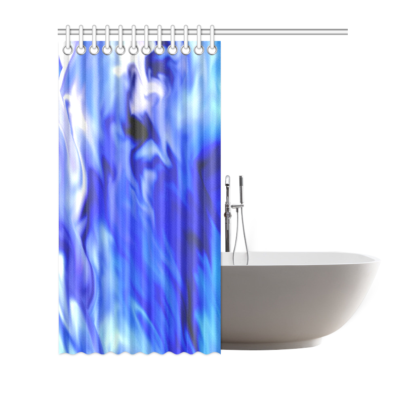 Light Blue silver waves Shower Curtain 72"x72"
