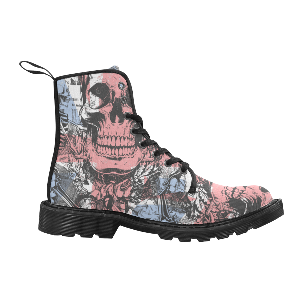 Brittish flag with skull and bones Martin Boots for Women (Black) (Model 1203H)