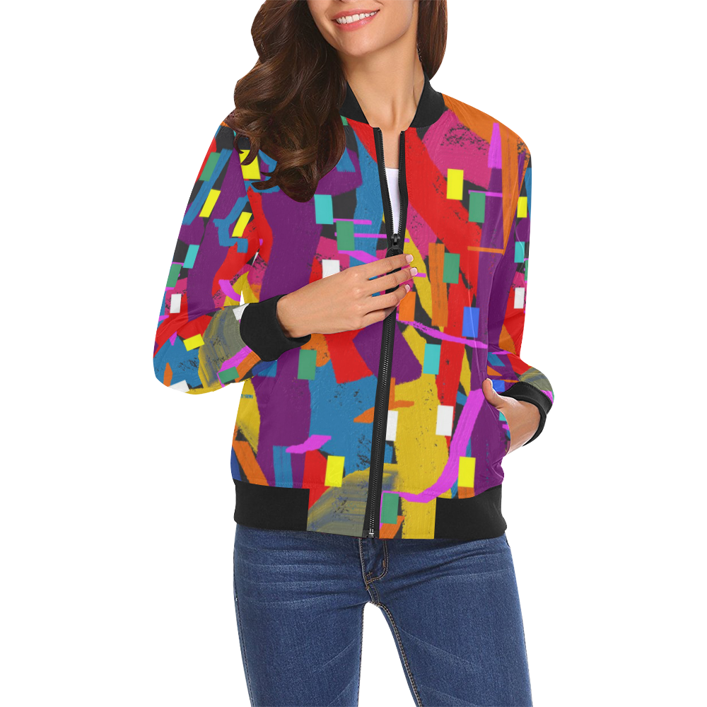 CONFETTI NIGHTS 2 All Over Print Bomber Jacket for Women (Model H19)
