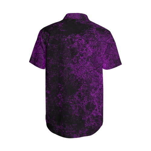 Gothic Purple Djinn Acid Satin Dress Shirt Men's Short Sleeve Shirt with Lapel Collar (Model T54)