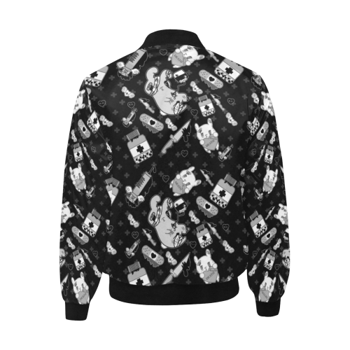 Hurt Bunny Death All Over Print Quilted Bomber Jacket for Men (Model H33)