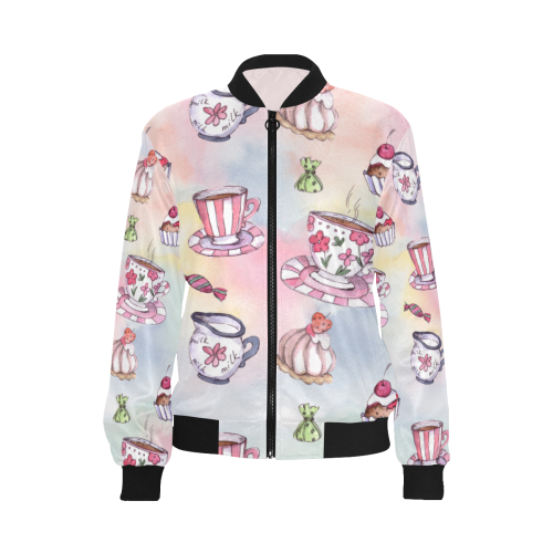Coffee and sweeets All Over Print Bomber Jacket for Women (Model H36)