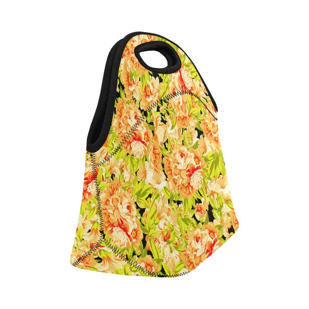 Colorful Flower Pattern Neoprene Lunch Bag/Small (Model 1669)