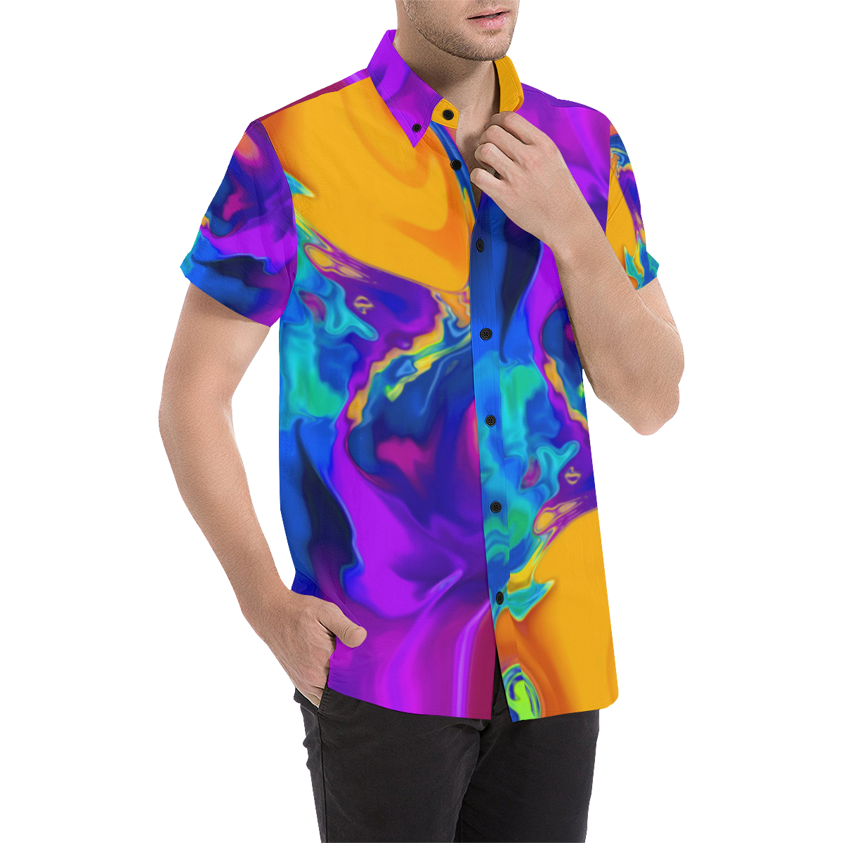 The PERFECT WAVE abstract multicolored Men's All Over Print Short Sleeve Shirt (Model T53)