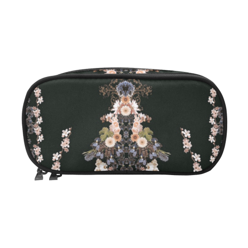 floral-black and peach Pencil Pouch/Large (Model 1680)