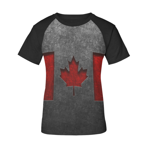 Canadian Flag Stone Texture Women's Raglan T-Shirt/Front Printing (Model T62)