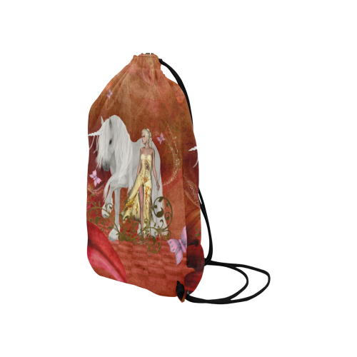 Unicorn with fairy and butterflies Small Drawstring Bag Model 1604 (Twin Sides) 11"(W) * 17.7"(H)