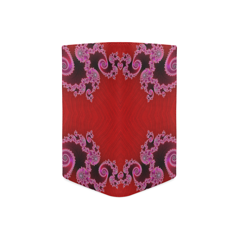 Red Pink Mauve Hearts and Lace Fractal Abstract 2 Women's Leather Wallet (Model 1611)