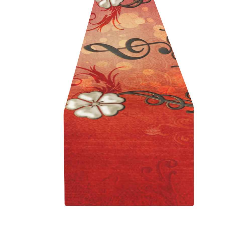 Music clef with floral design Table Runner 16x72 inch