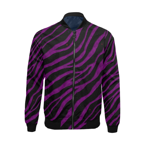 Ripped SpaceTime Stripes - Purple All Over Print Bomber Jacket for Men/Large Size (Model H19)