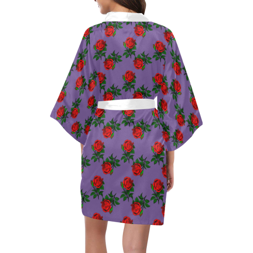 red roses purple vintage Kimono Robe