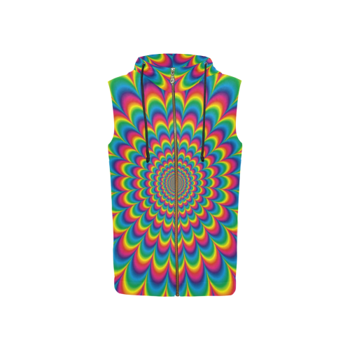 Crazy Psychedelic Flower Power Hippie Mandala All Over Print Sleeveless Zip Up Hoodie for Women (Model H16)