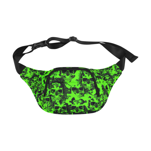cloudy Skulls black green by JamColors Fanny Pack/Small (Model 1677)