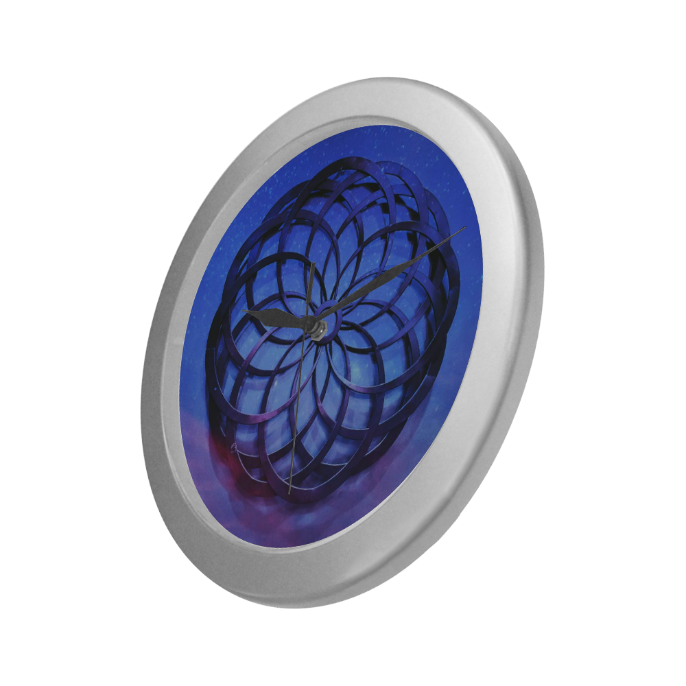 Mystical Orb Blue Purple Silver Color Wall Clock