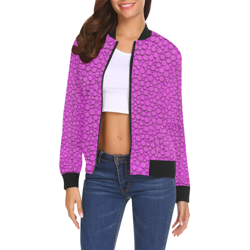 LEATHER TEXTURE 5 All Over Print Bomber Jacket for Women (Model H19)