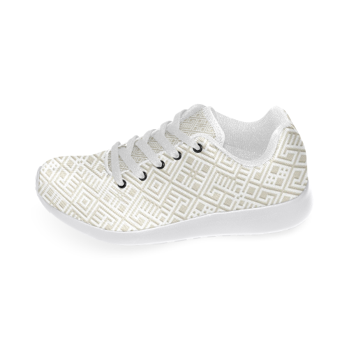 White 3D Geometric Pattern Men’s Running Shoes (Model 020)