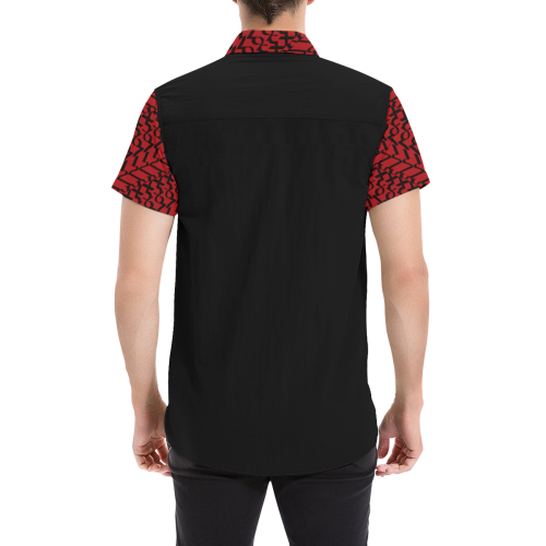 NUMBERS Collection 1234567 Black/Cherry Red Men's All Over Print Short Sleeve Shirt (Model T53)