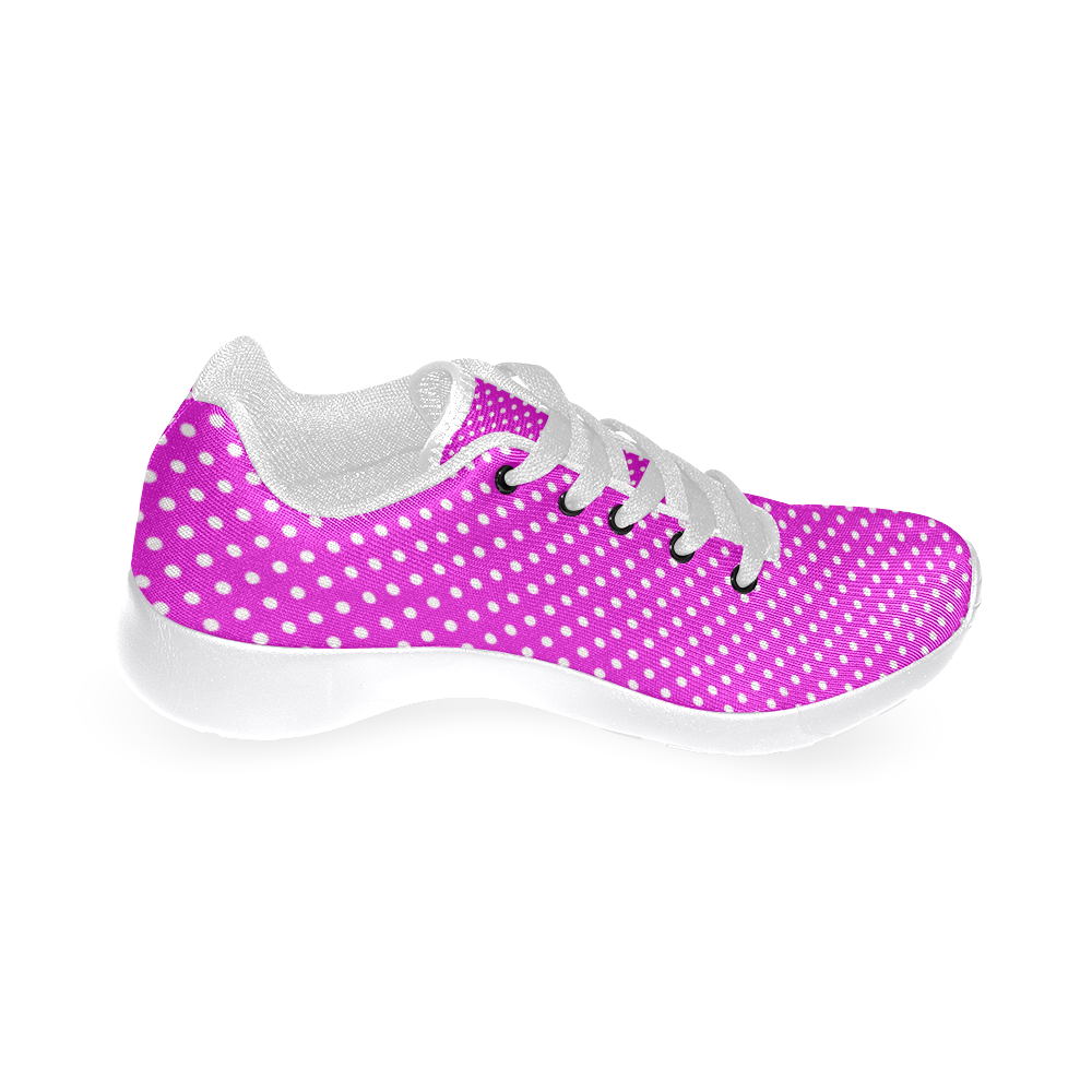 Pink polka dots Women's Running Shoes/Large Size (Model 020)