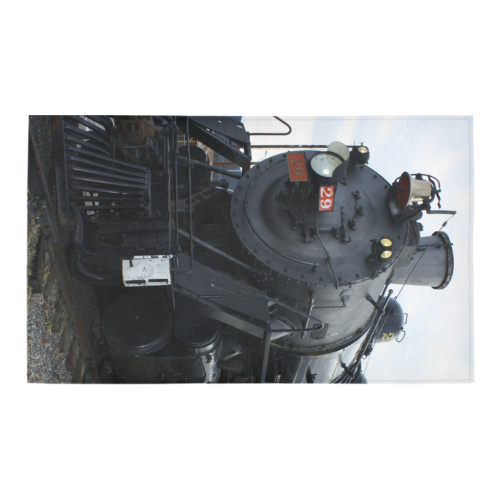 Railroad Vintage Steam Engine on Train Tracks Azalea Doormat 30" x 18" (Sponge Material)