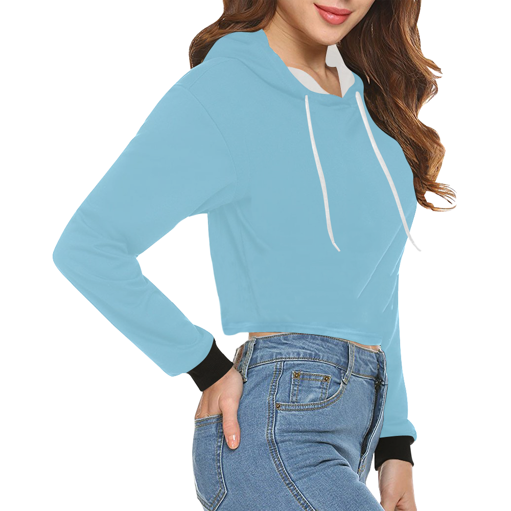 color baby blue All Over Print Crop Hoodie for Women (Model H22)