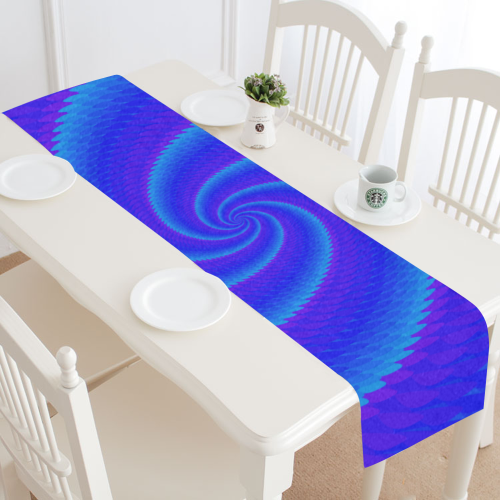 Blue spiral wave Table Runner 14x72 inch
