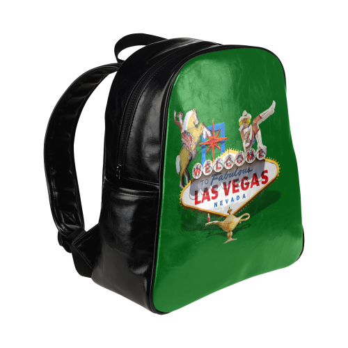 Las Vegas Welcome Sign on Green Multi-Pockets Backpack (Model 1636)