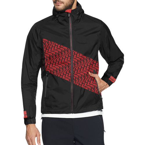 NUMBERS Collection 1234567 Cherry Red/Black Unisex All Over Print Windbreaker (Model H23)