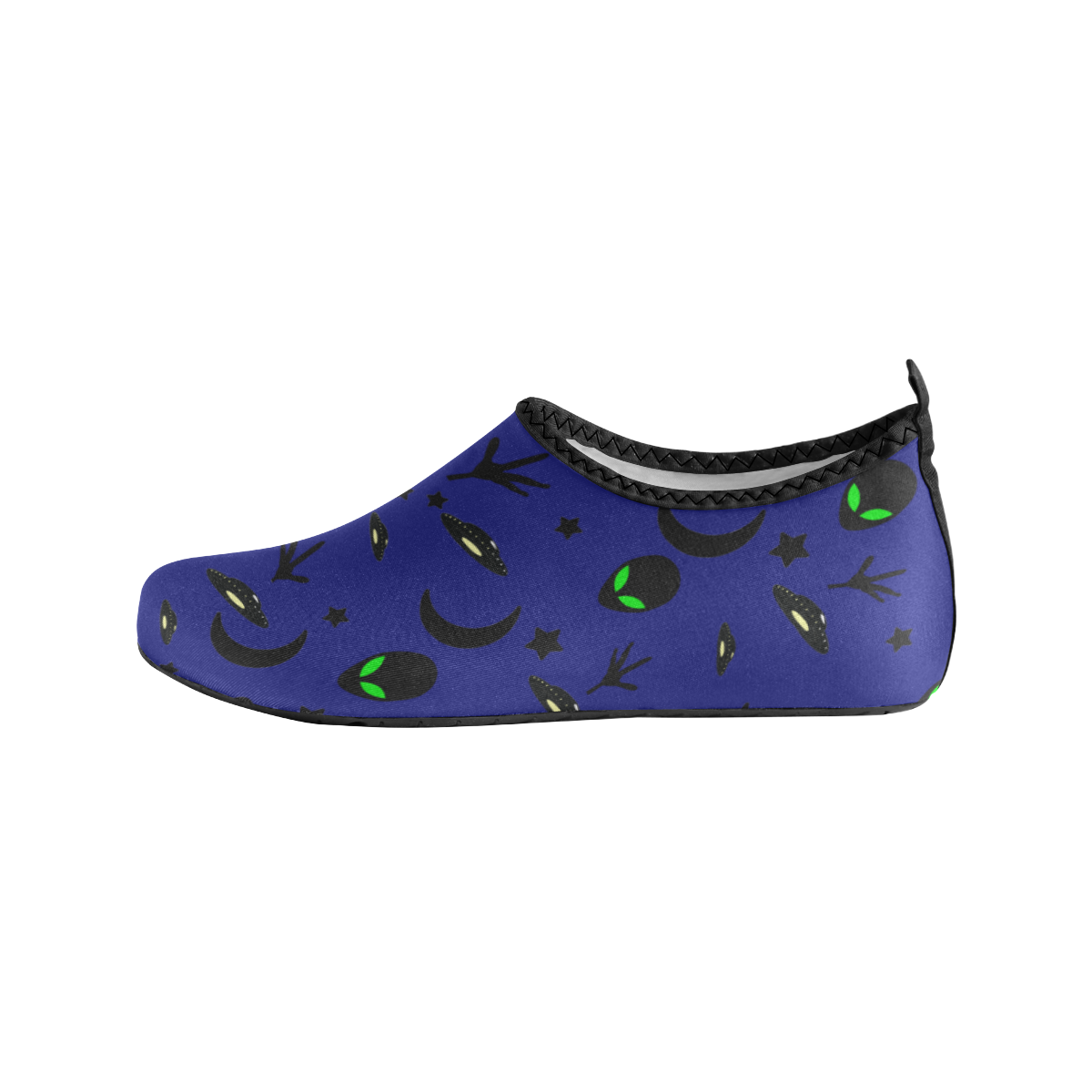 Alien Flying Saucers Stars Pattern on Blue Kids' Slip-On Water Shoes (Model 056)