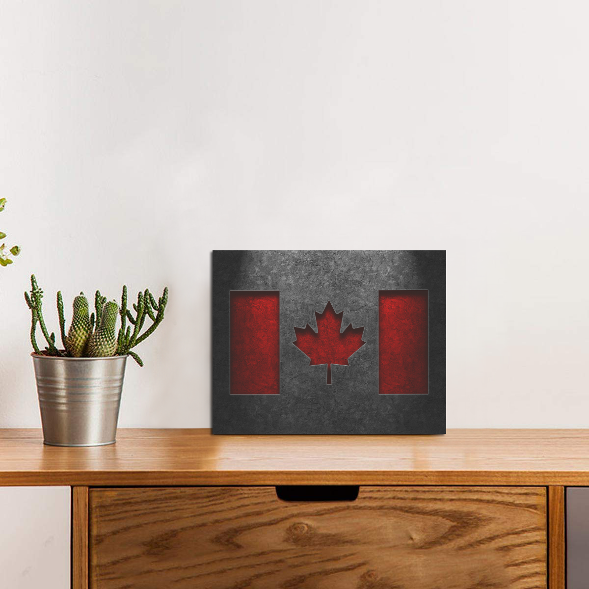 Canadian Flag Stone Texture Photo Panel for Tabletop Display 8"x6"