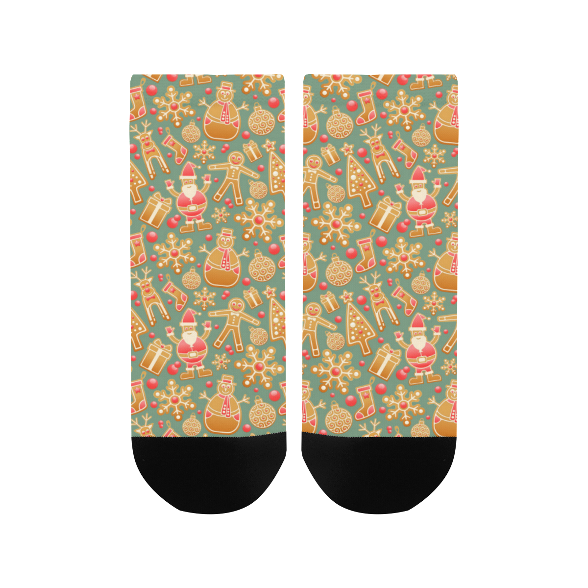 Christmas Gingerbread Icons Pattern Women's Ankle Socks