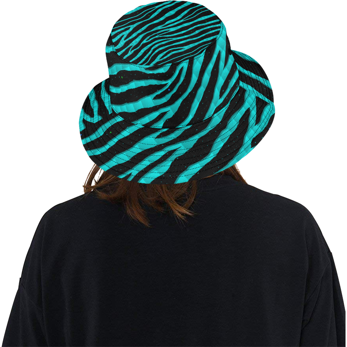 Ripped SpaceTime Stripes - Cyan All Over Print Bucket Hat