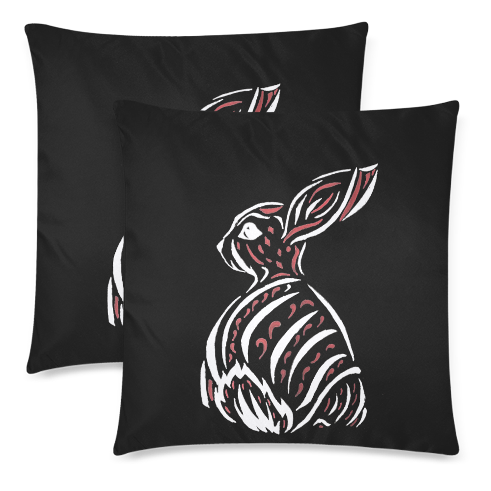 White bunny pillows Custom Zippered Pillow Cases 18"x 18" (Twin Sides) (Set of 2)