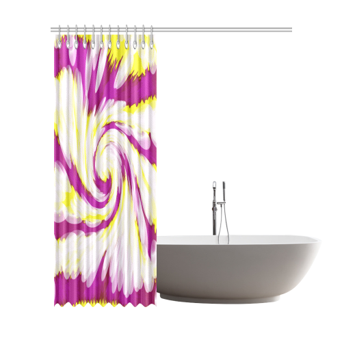 Pink Yellow Tie Dye Swirl Abstract Shower Curtain 72"x84"