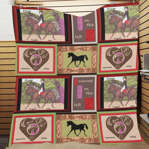 Dressage Horse Collage quilt Quilt 70"x80"