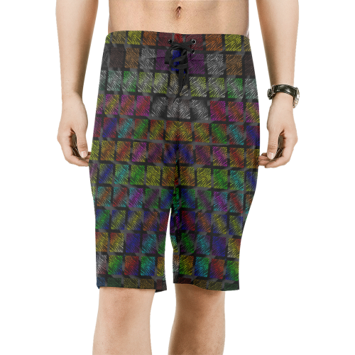 Ripped SpaceTime Stripes Collection Men's All Over Print Board Shorts (Model L16)