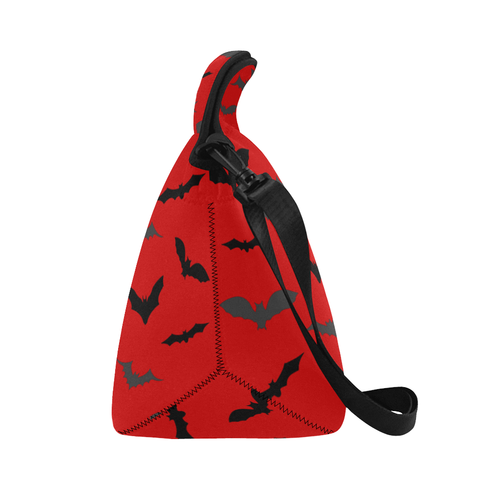 Bats HALLOWEEN Pattern RED Neoprene Lunch Bag/Large (Model 1669)