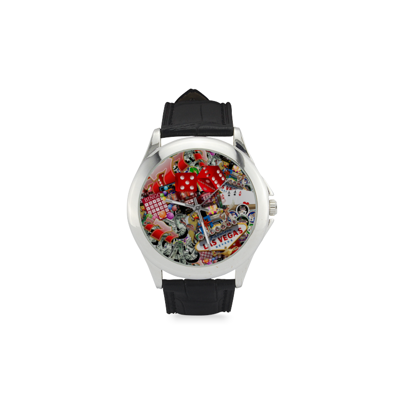 Las Vegas Icons - Gamblers Delight Women's Classic Leather Strap Watch(Model 203)