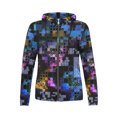 funny mix of shapes 1B by JamColors All Over Print Full Zip Hoodie for Women (Model H14)