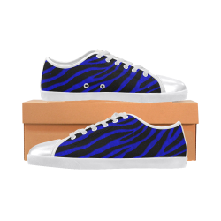 Ripped SpaceTime Stripes - Blue Canvas Shoes for Women/Large Size (Model 016)