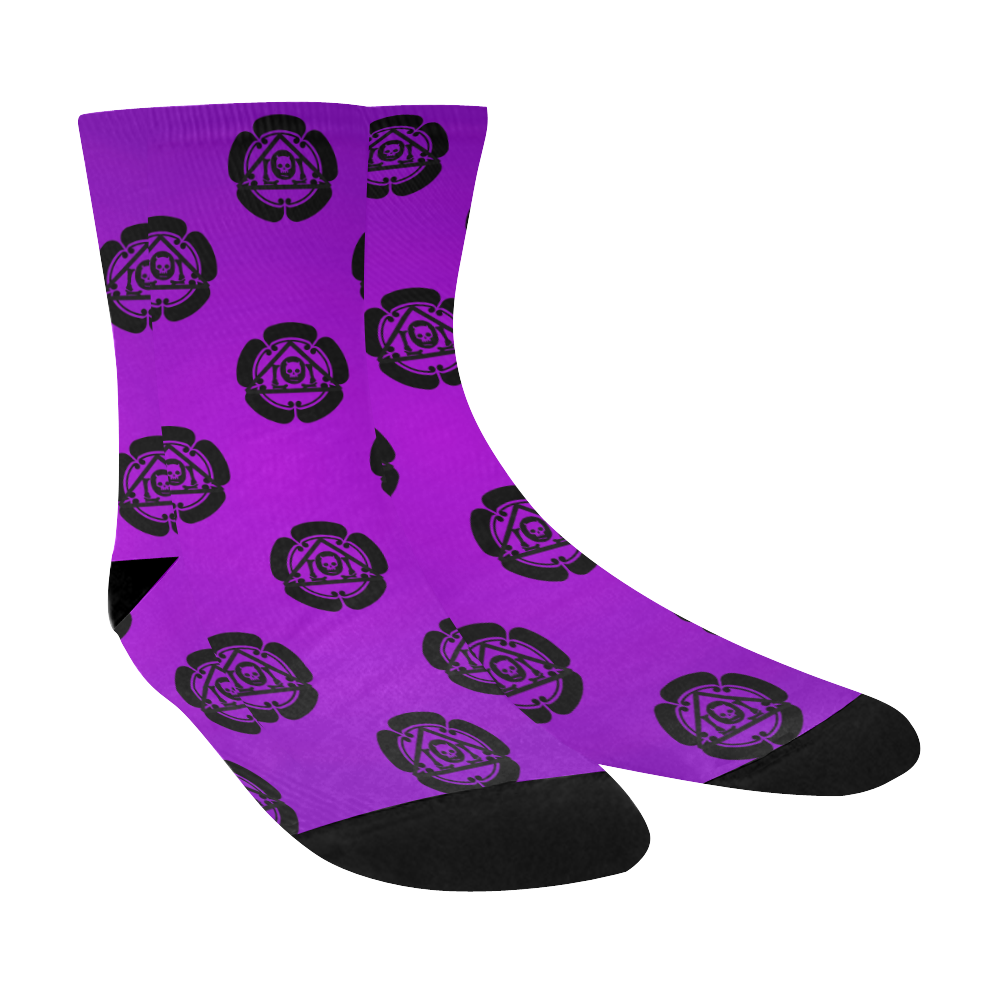 Kamon Pattern Chill Violet Crew Socks