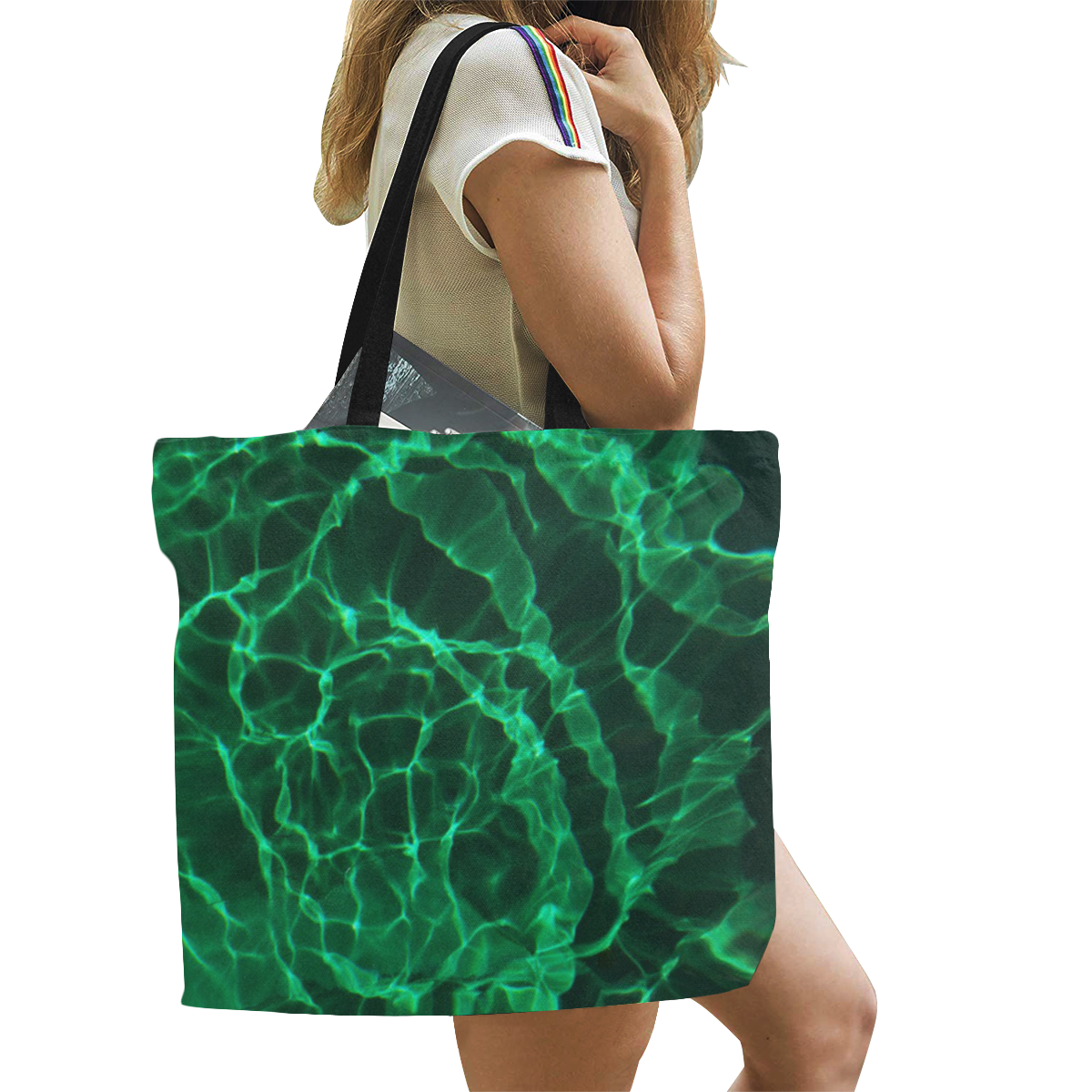 The Green Dive All Over Print Canvas Tote Bag/Large (Model 1699)