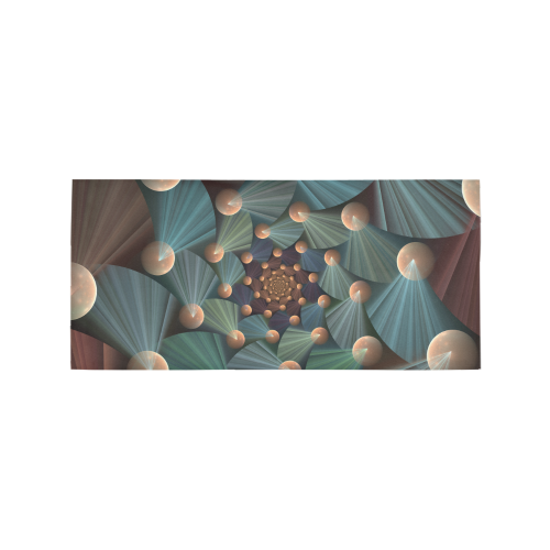 Modern Abstract Fractal Art With Depth Brown Slate Turquoise Area Rug 7'x3'3''