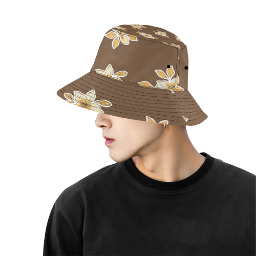 Brown Faith All Over Print Bucket Hat for Men