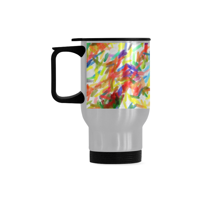 Colorful brush strokes Travel Mug (Silver) (14 Oz)