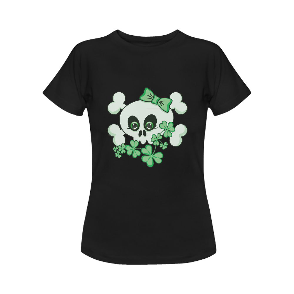 Cute Skull with Shamrocks Women's Classic T-Shirt (Model T17）