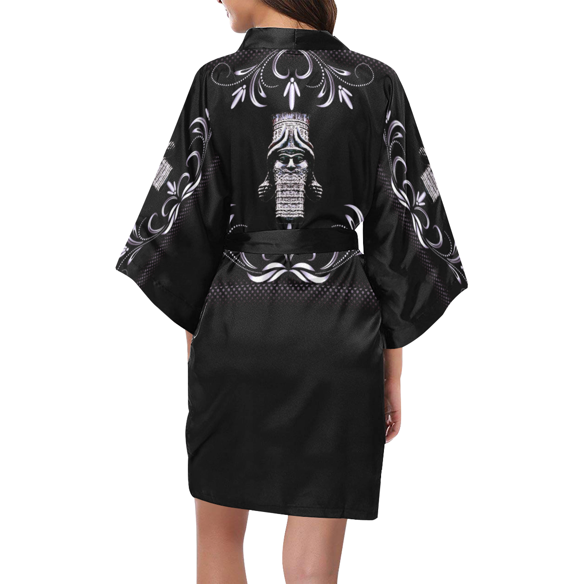 Lamassu In Black Kimono Robe