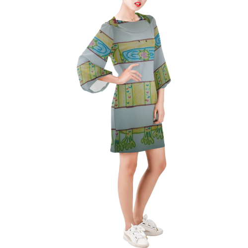 Illusion Bell Sleeve Dress (Model D52)