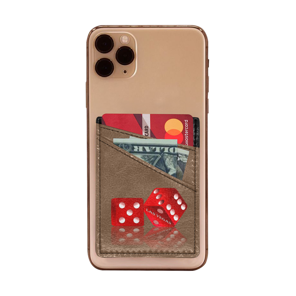 Las Vegas Craps Dice on Brown Cell Phone Card Holder