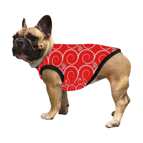 Silver hearts and pearls of white -red dog coat All Over Print Pet Tank Top